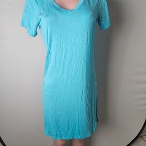 Light Blue V-Neck T-Shirt Dress